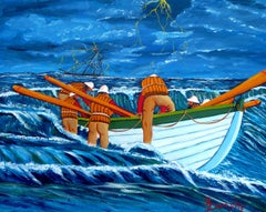 Used Lifeboat Rescuers, Painting, Acrylic on Canvas