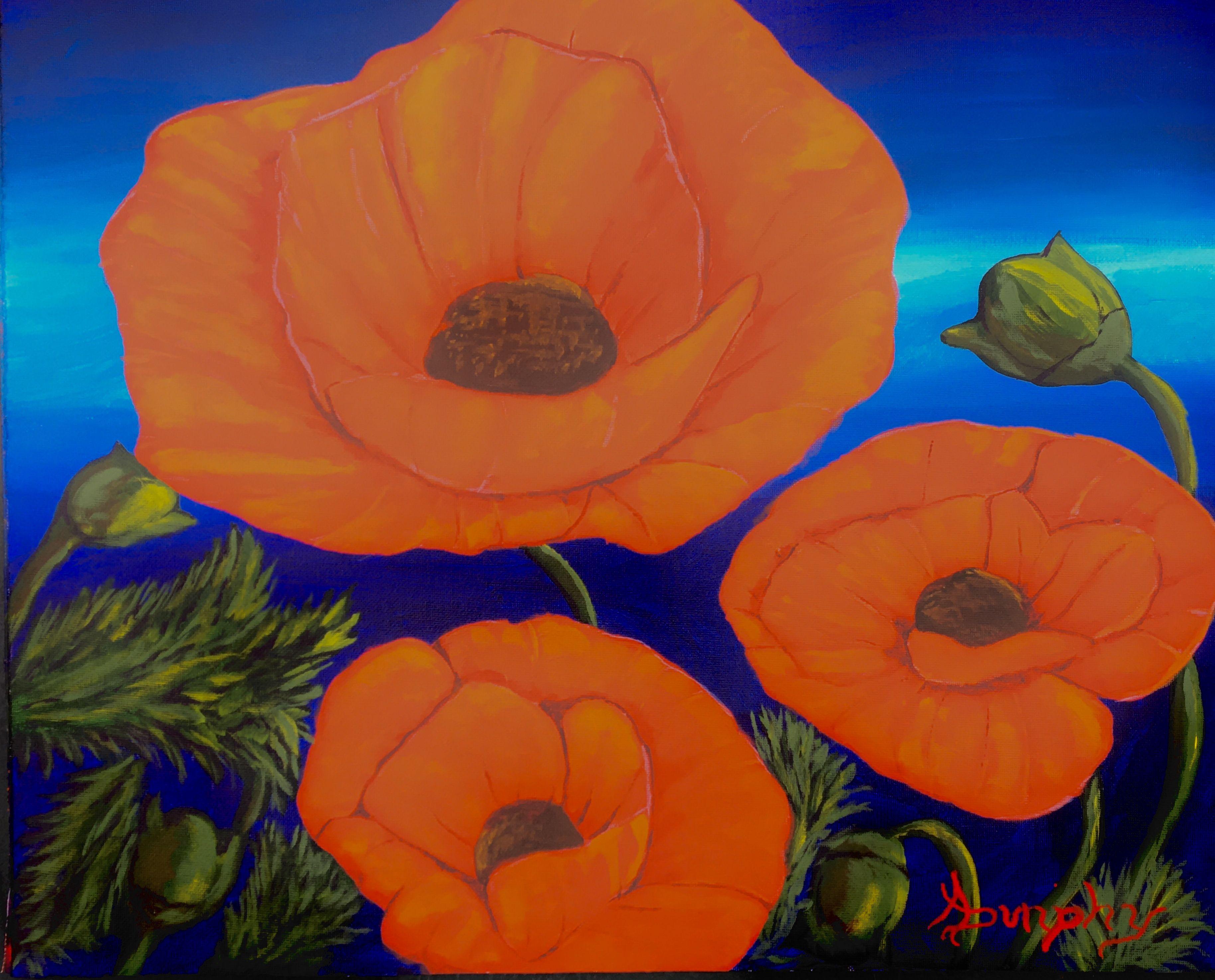 poppies acrylic painting