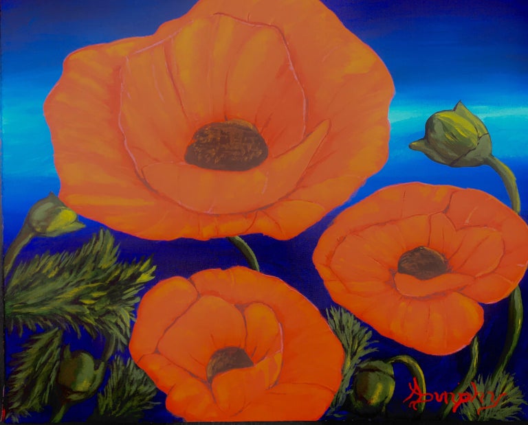 Anthony Dunphy - Poppies, Painting, Acrylic on Canvas For Sale at 1stDibs