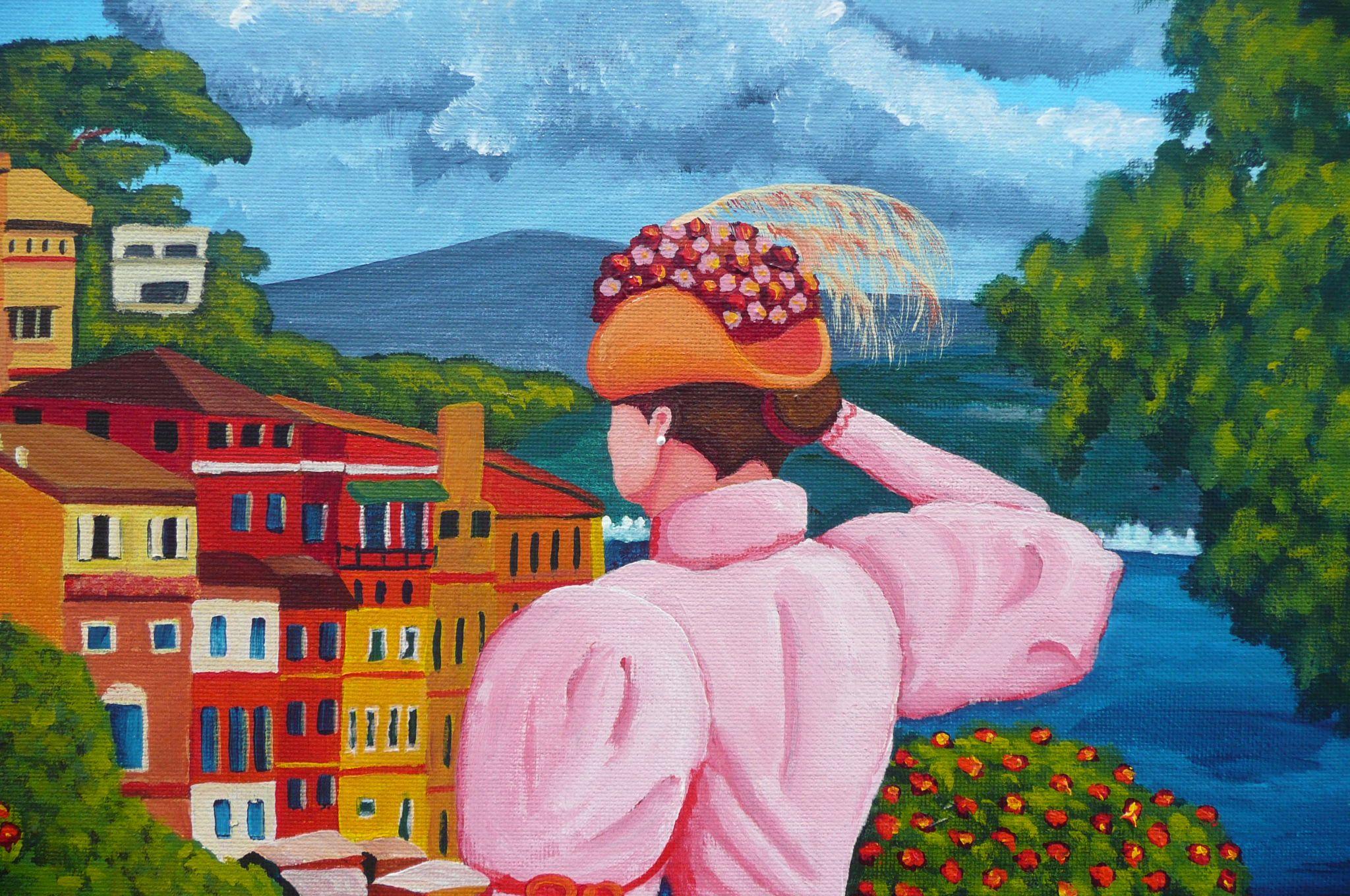 Portofino Lady, Painting, Acrylic on Canvas For Sale 1