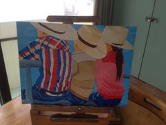 Riding the Rodeo Fence, Painting, Acrylic on Paper