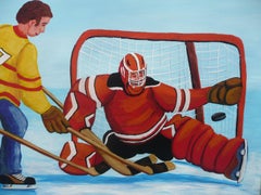 Rushing The Net, Gemälde, Acryl auf Papier