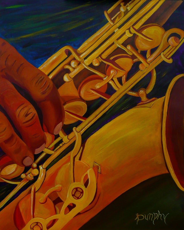 Anthony Dunphy Sax, Painting, Acrylic on Paper For Sale at 1stDibs