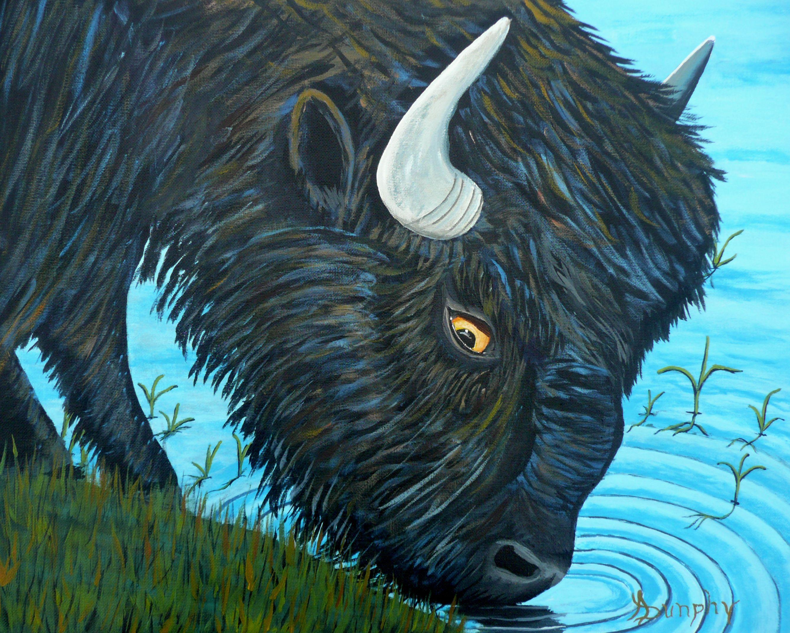 Anthony Dunphy Animal Painting - Shaggy Bison, Painting, Acrylic on Canvas