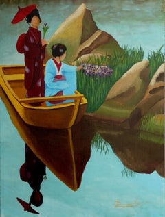 The Geisha boat, Painting, Acrylic on Paper