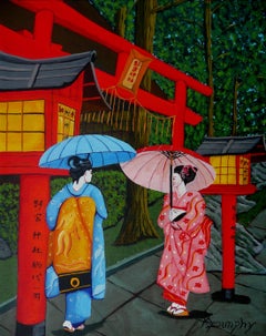 Visiting The Shrine, Painting, Acrylic on Canvas