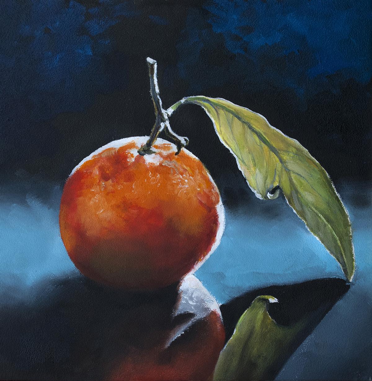 Anthony Enyedy Still-Life Painting - Small Oil Still Life Painting, "Orange with Reflection"