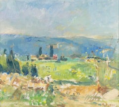 Paesaggio toscano, dipinto olio su tela di Anthony Eyton, 1990 circa