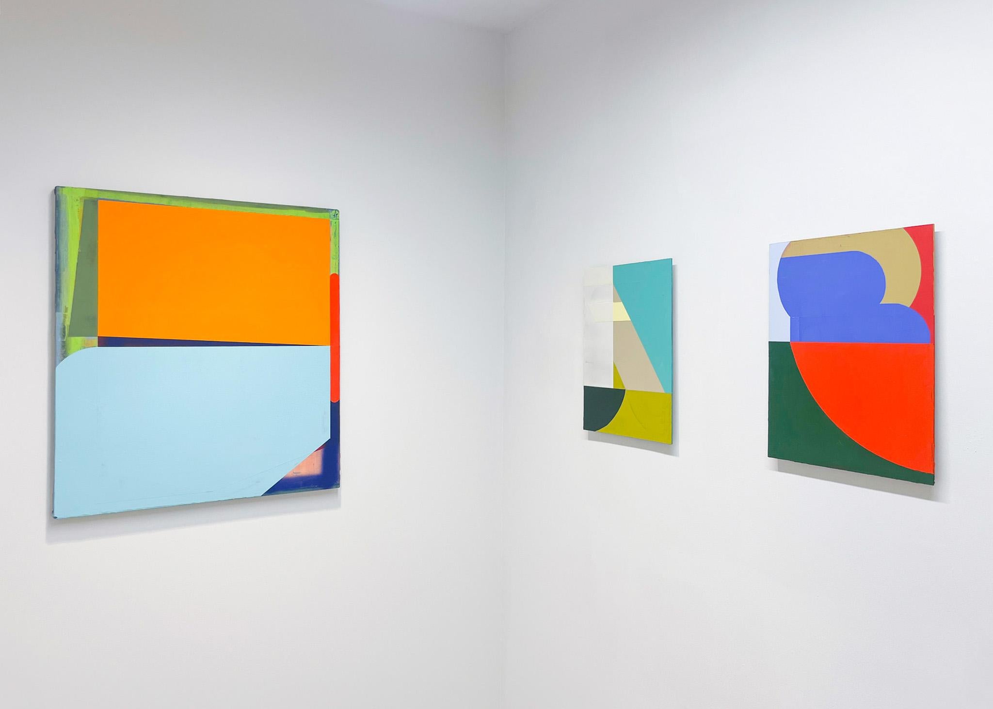 « Speedee » 2023, acrylique, composé de gypsum et peinture à la bombe sur toile - Orange Abstract Painting par Anthony Falcetta