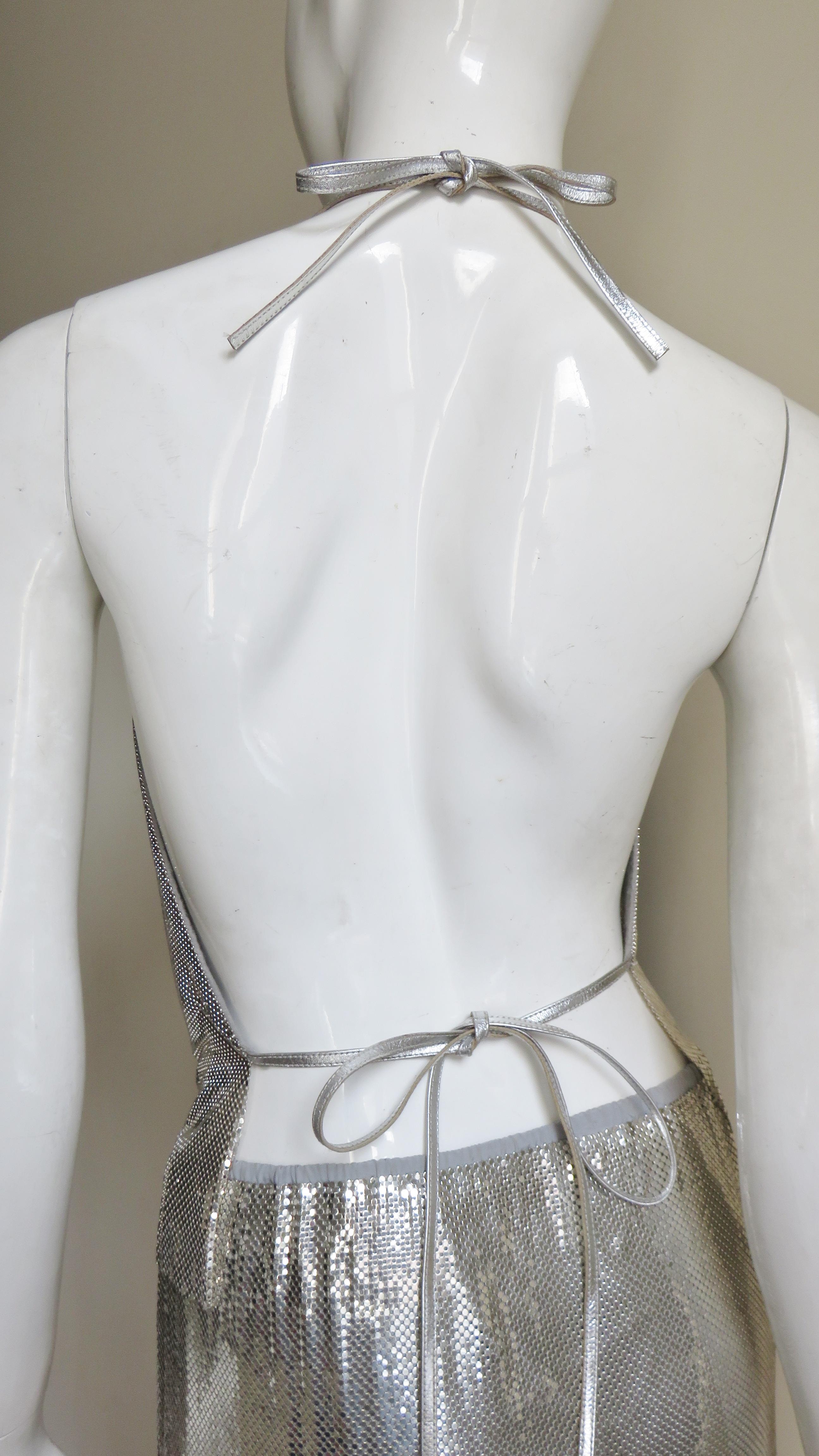 Anthony Ferrara Whiting Davis Iconic Metal Mesh Halter Top and Skirt Set 1970s 5