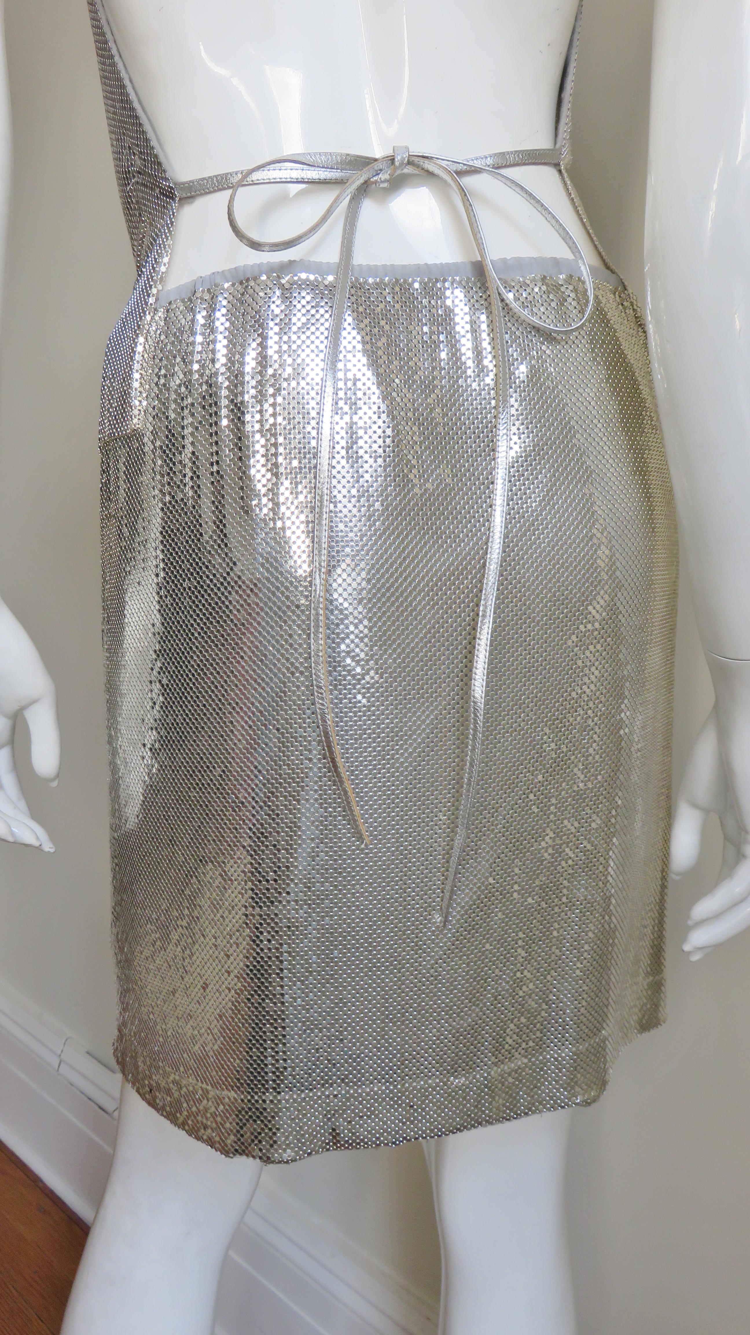 Anthony Ferrara Whiting Davis Iconic Metal Mesh Halter Top and Skirt Set 1970s 6