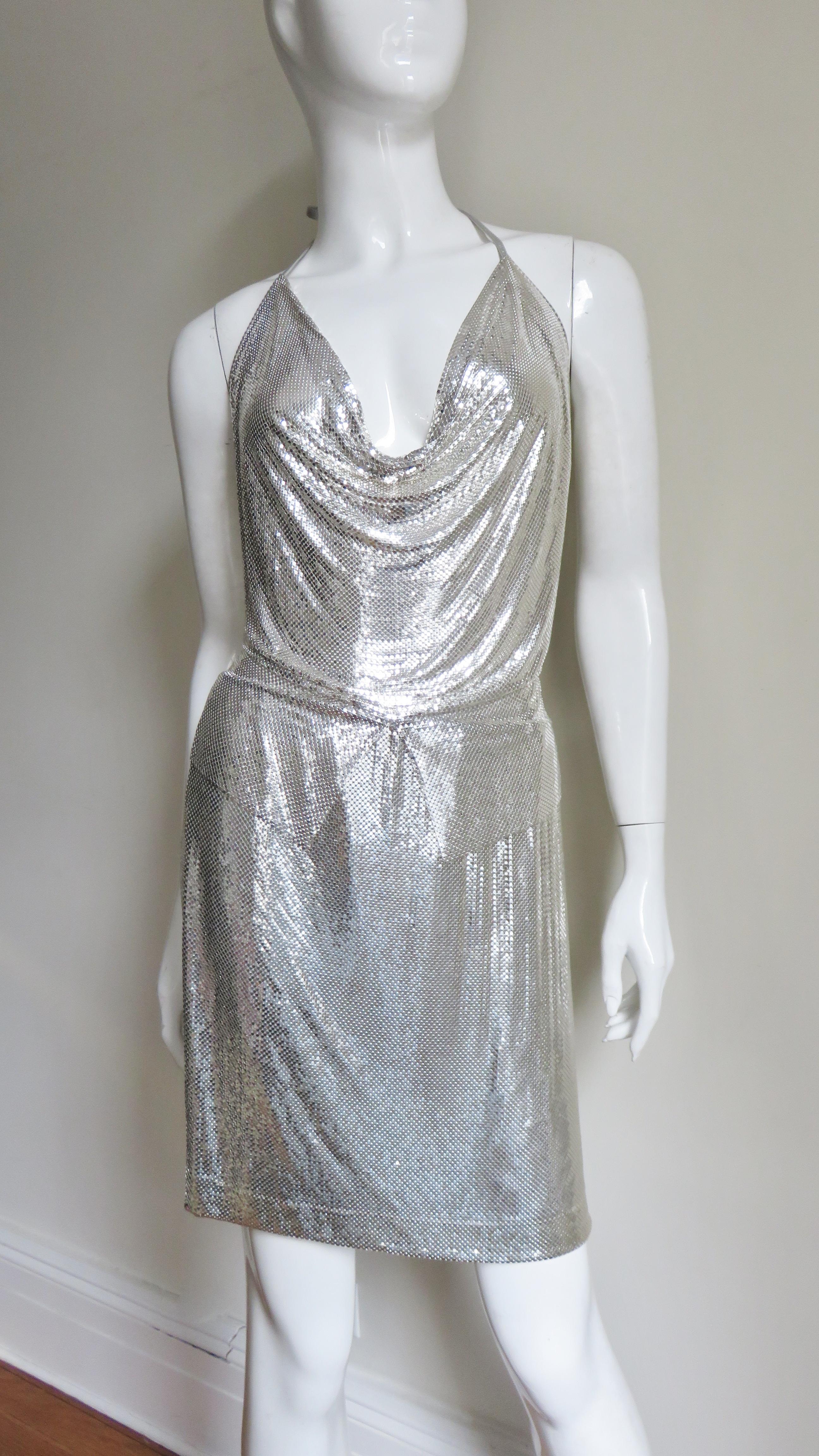 Women's Anthony Ferrara Whiting Davis Iconic Metal Mesh Halter Top and Skirt Set 1970s