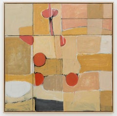 Fields (Earth Toned Abstract Expressionist Oil Painting on Canvas, Framed)