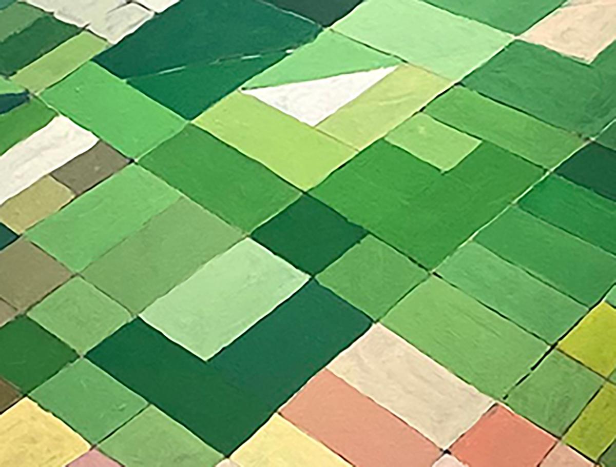 Merced (Abstract Geometric Aerial Landscape Oil Painting of Farm Fields) 1