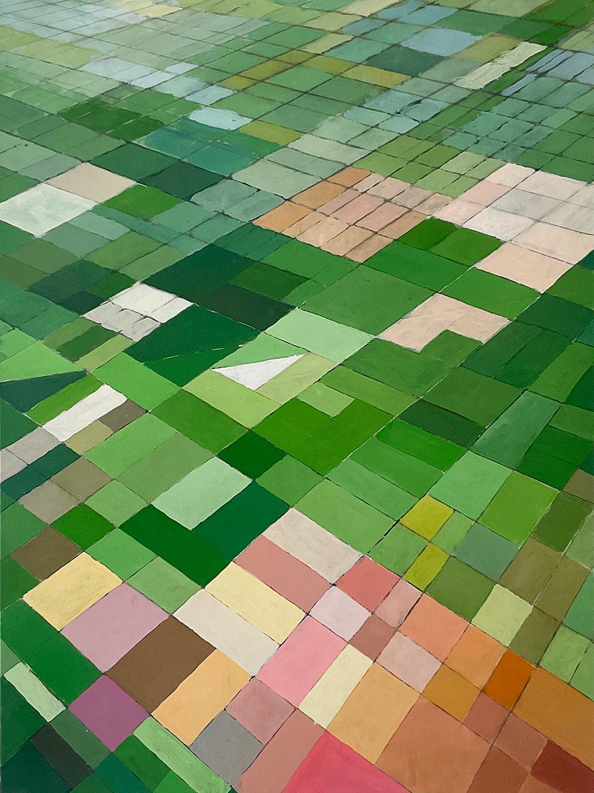 Merced (Abstract Geometric Aerial Landscape Oil Painting of Farm Fields) 2