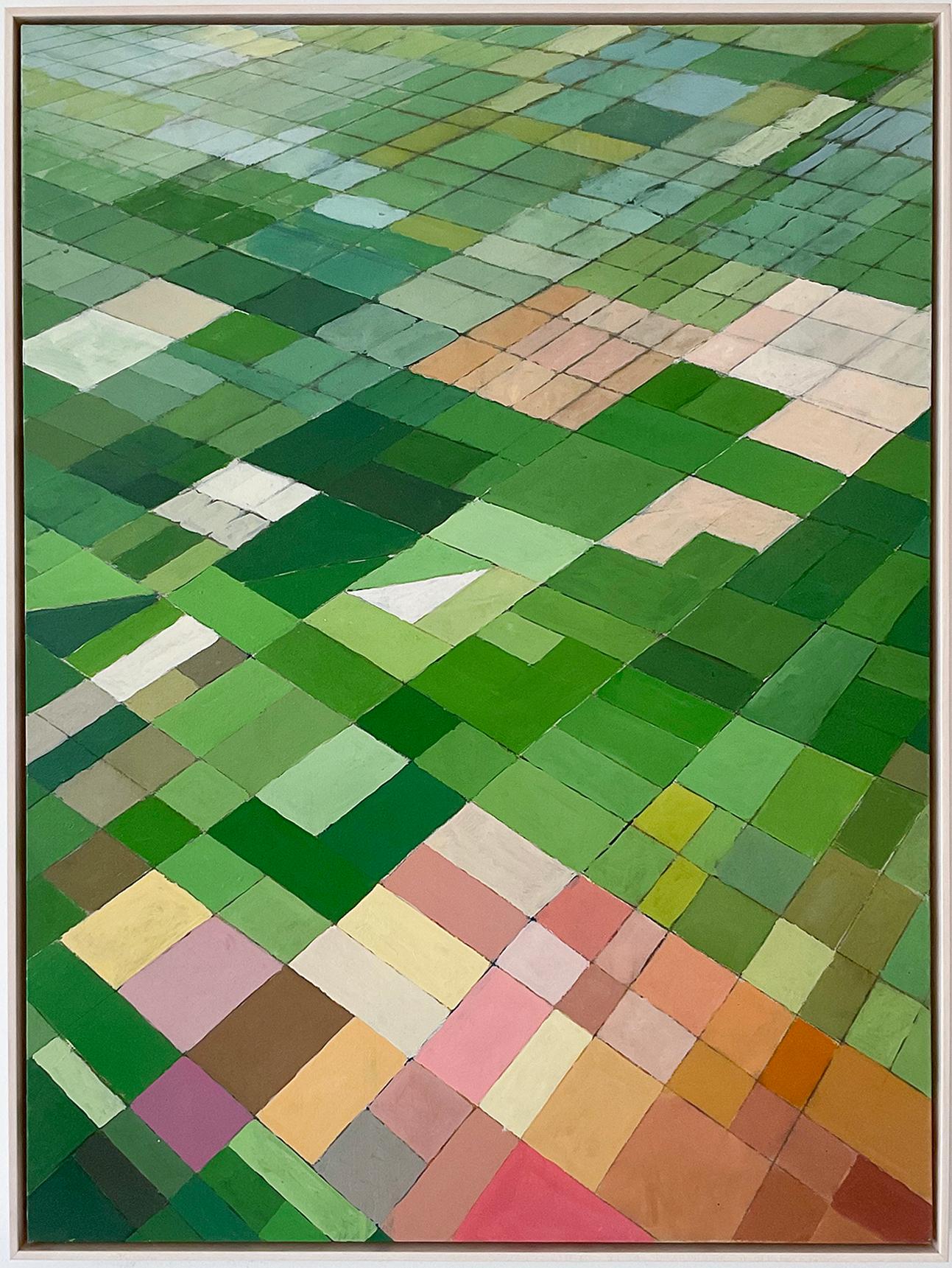 Merced (Abstract Geometric Aerial Landscape Oil Painting of Farm Fields) - Mixed Media Art by Anthony Finta