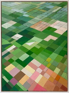 Merced (Abstract Geometric Aerial Landscape Oil Painting of Farm Fields)