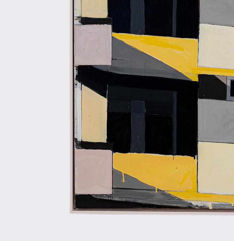 Ospedale II (Abstract Mid Century Modern, Building Facade in Black & Yellow) For Sale 2