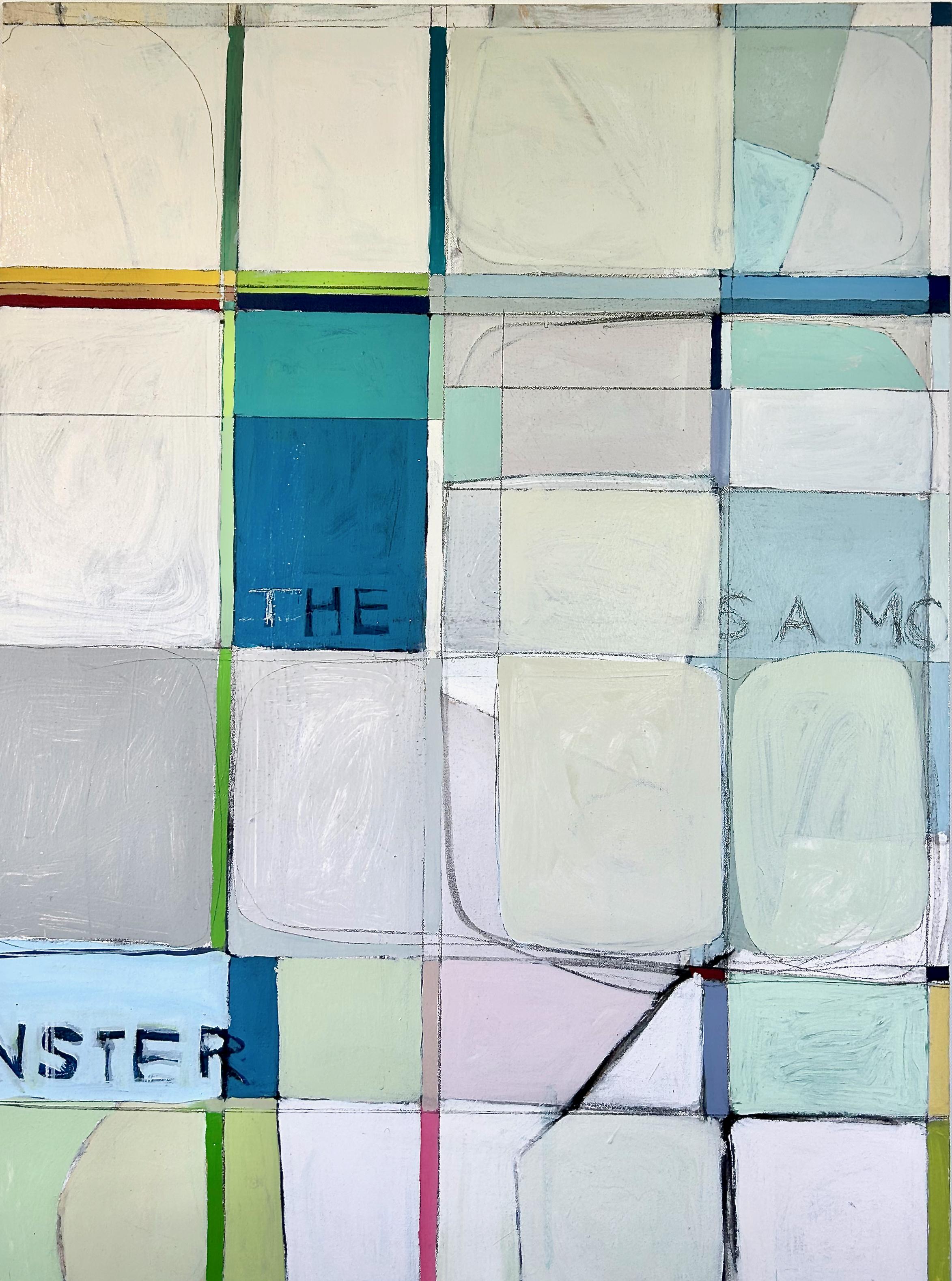 When the World Is a Monster (Contemporary Pastel Vertical Grid, Blue Pink Green)