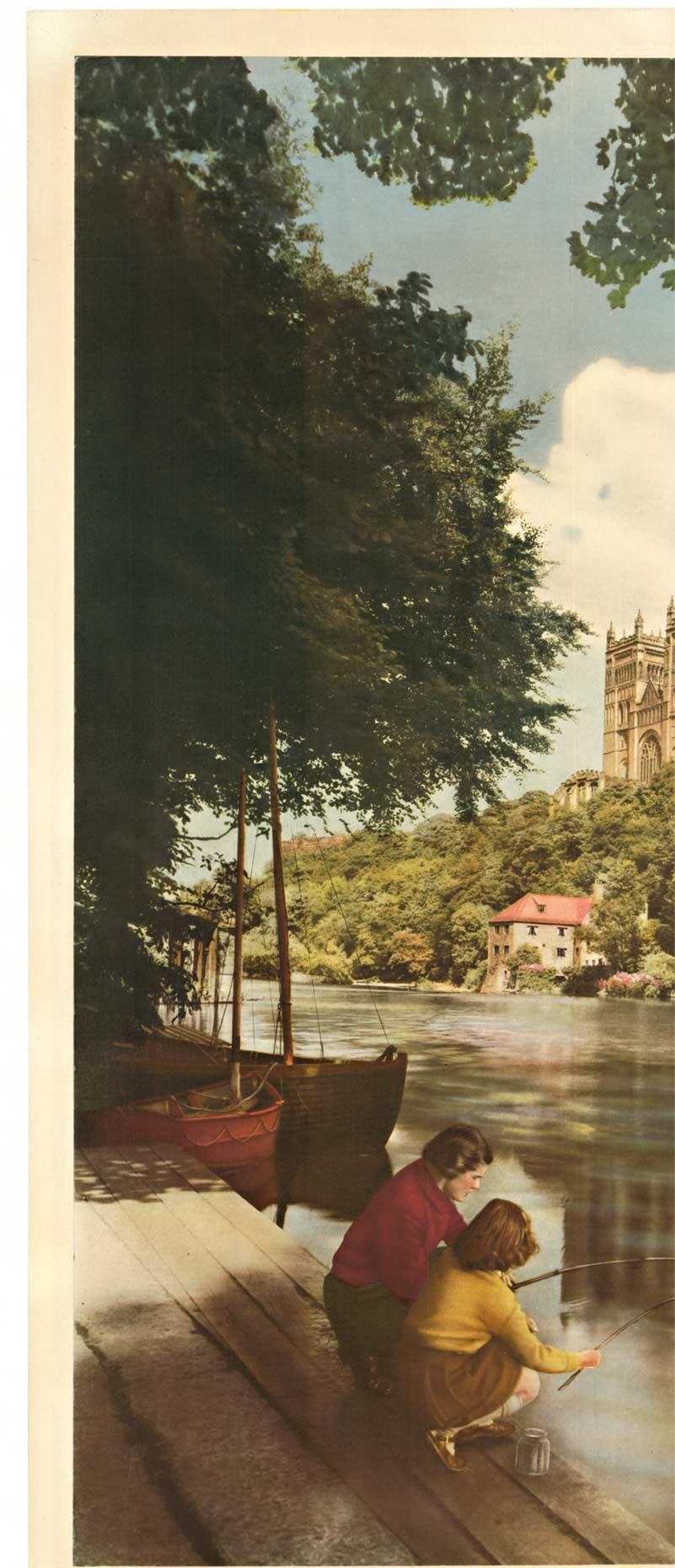 Original Durham England British Railways Vintage Cartel de viaje - Figurative Print Beige de Anthony Frank Kersting