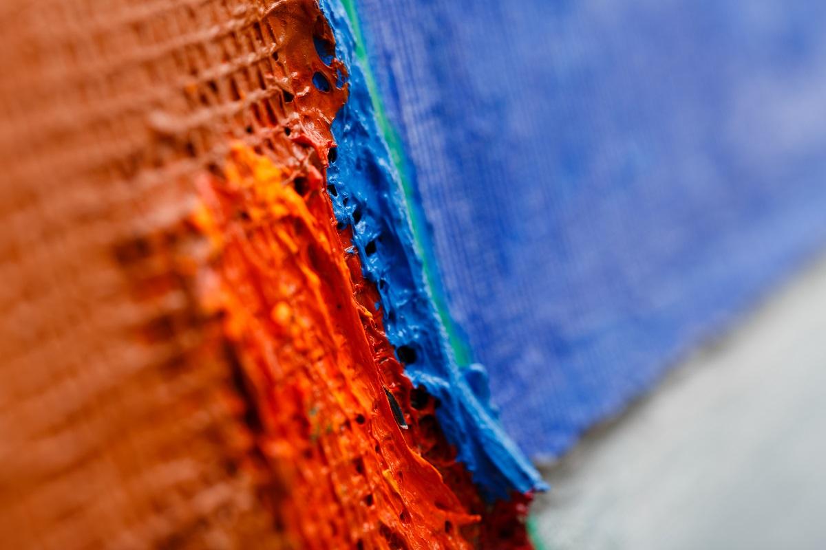 Jeans blu e raggi di luna (Pittura astratta)

Acrilico su tovaglia, sacco di cipolle, ripstop, tela su tela - Senza cornice.

Anthony Frost, figlio di Sir Terry Frost RA, è un artista astratto inglese i cui dipinti e stampe vibranti e colorati
