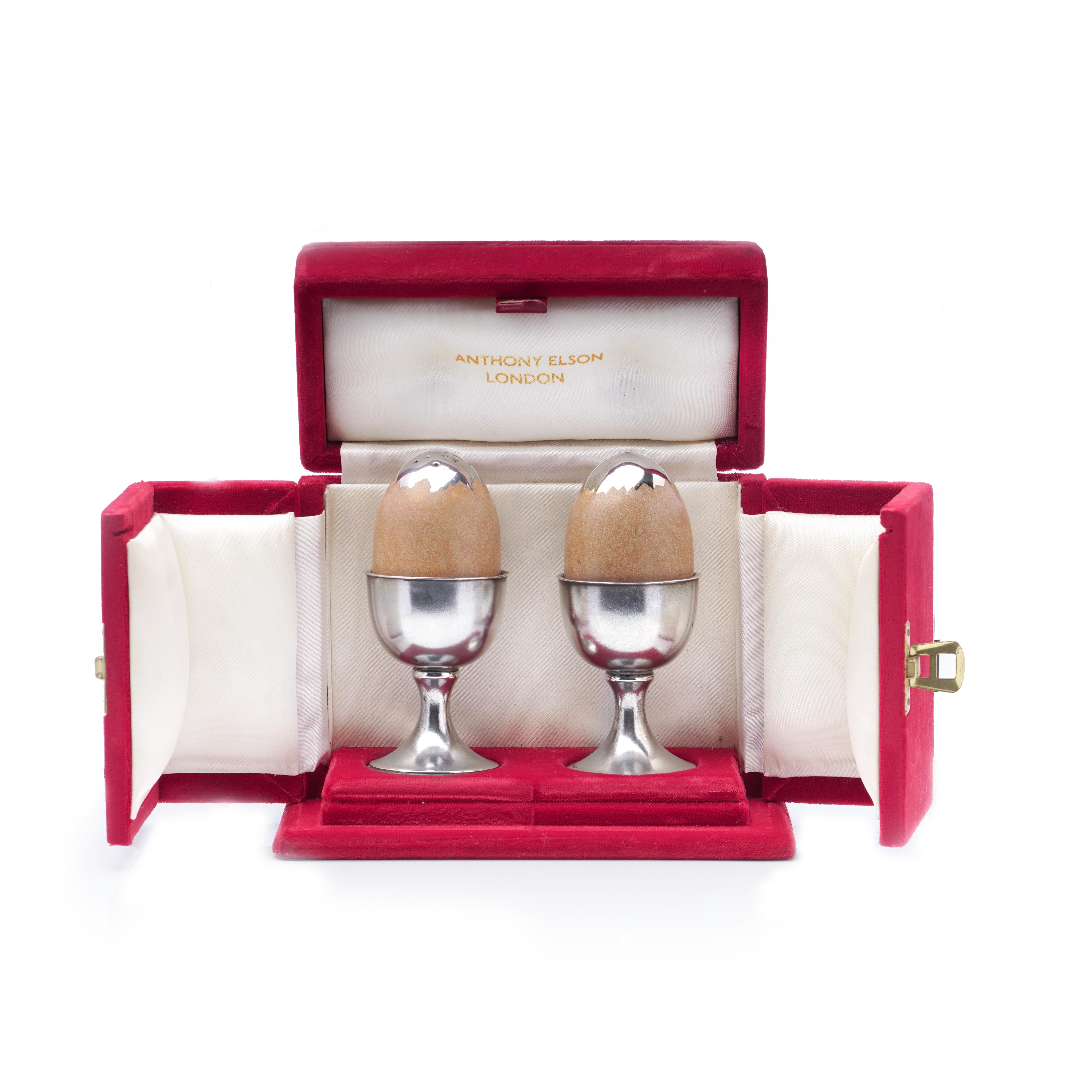 Britannico Shakers in argento sterling di Anthony Gordon Elson per sale e pepe in vendita