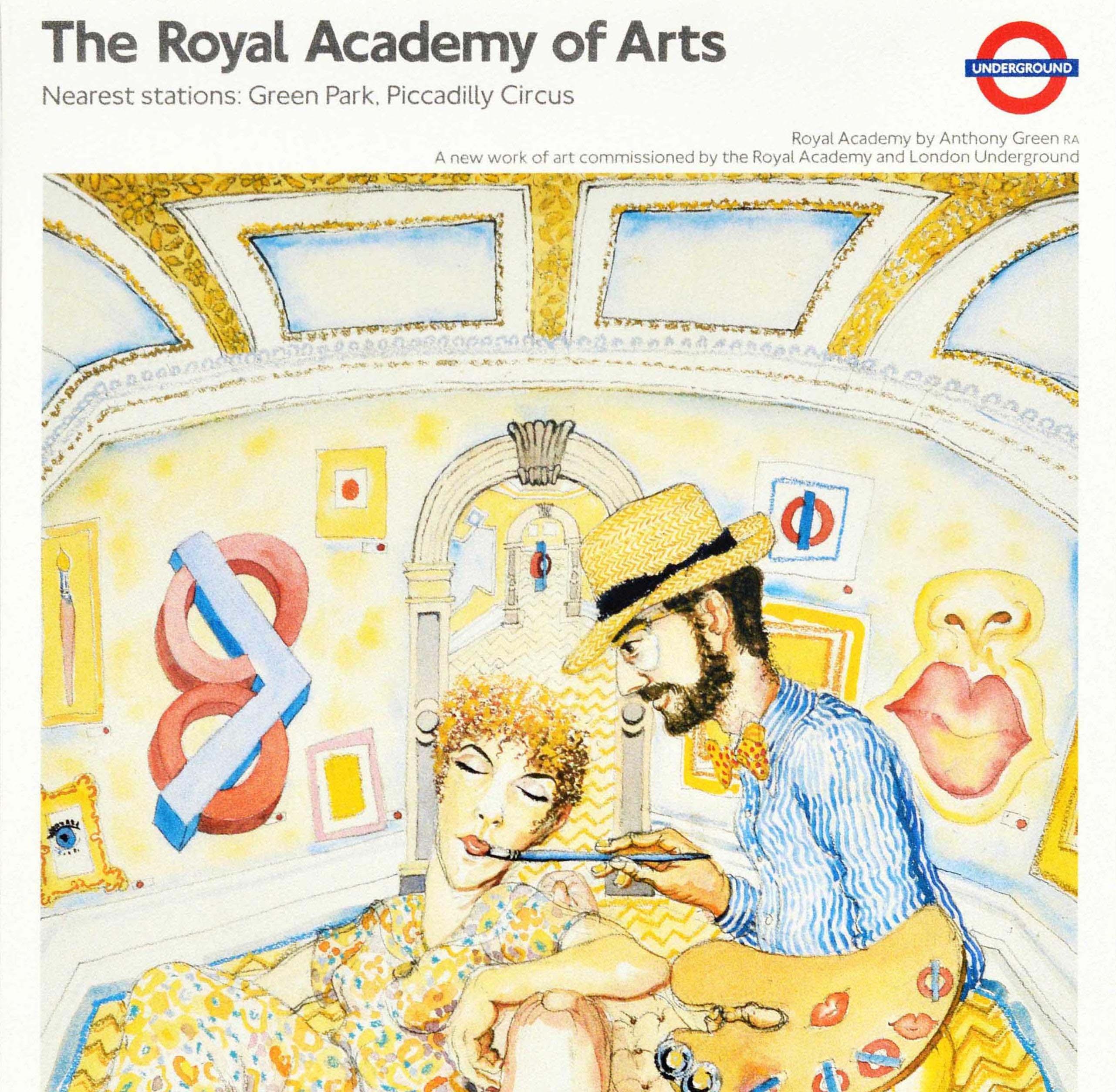 Affiche rétro originale, London Underground, LT, Royal Academy Of Arts, Peintre - Orange Print par Anthony Green