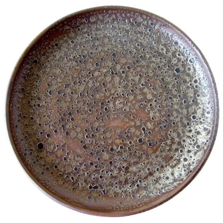 Mid-Century Modern Anthony H. Ivins California Studio Lava Stoneware Platter For Sale