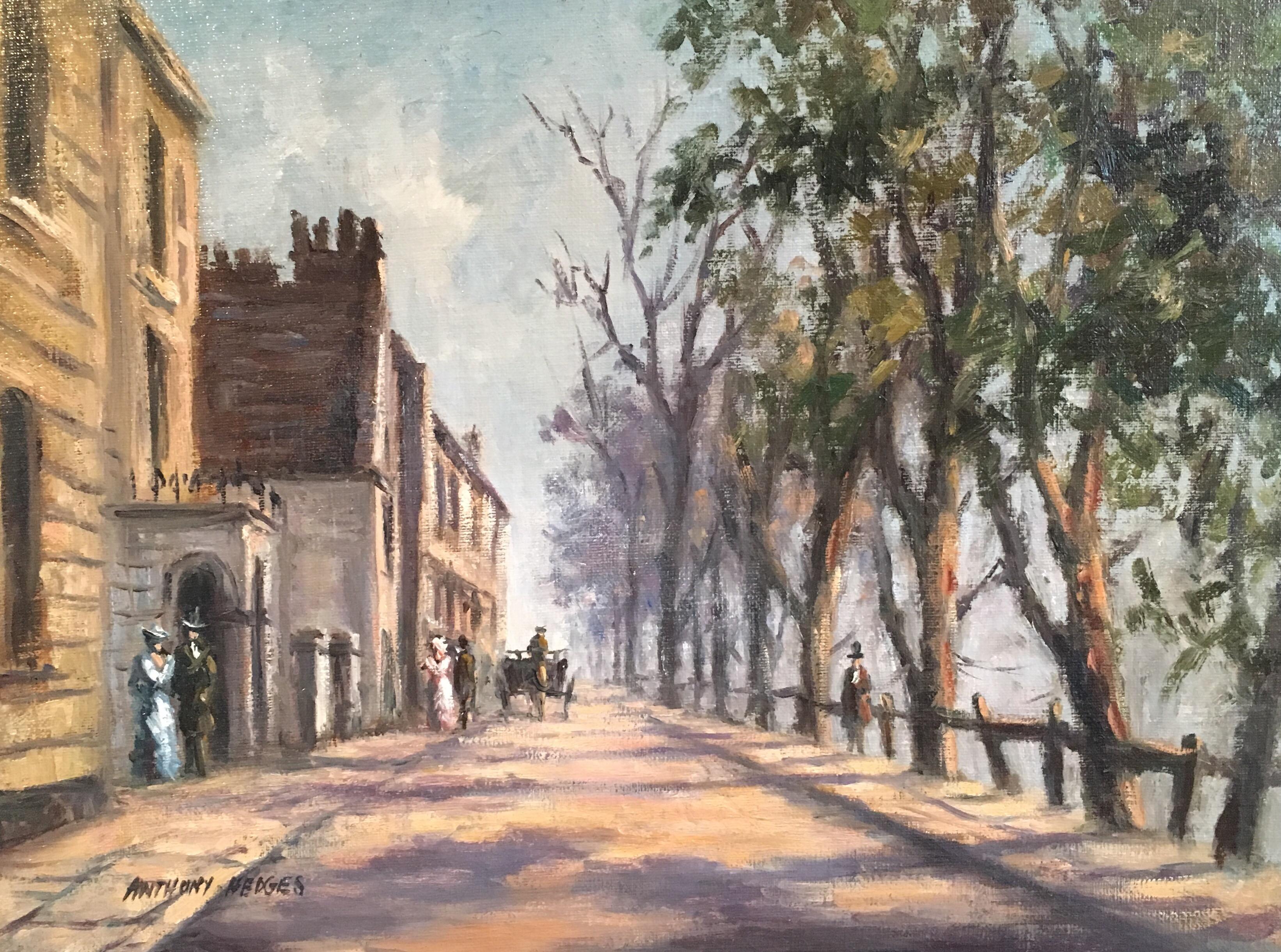 Anthony Hedges Landscape Painting - Dappled Light, Impressionist City Scene, Signed Oil Painting