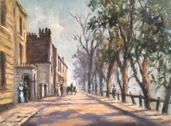 Vintage Dappled Light, Impressionist City Scene, Signed Oil Painting