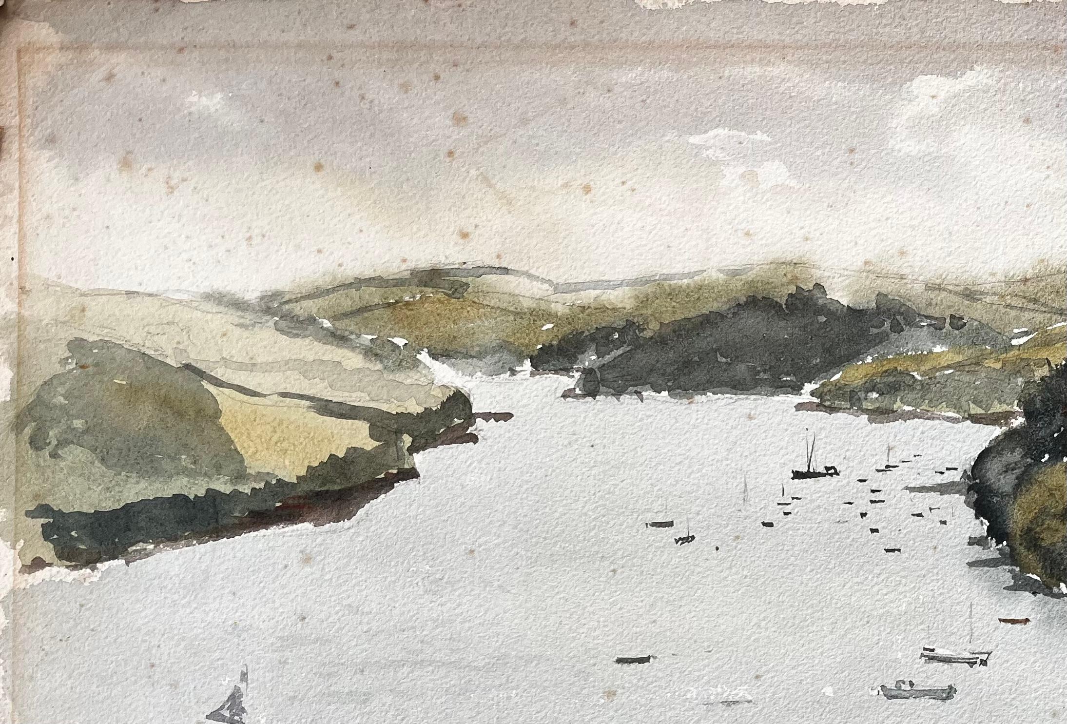 Titre : 1963 Aquarelle du port de Salcombe Devon avec bateaux, estuaire et vue sur les collines
Par Tony Herbert (1927-2024)
Moyen d'expression : Aquarelle sur papier d'artiste, sur carton
Taille : 13.75 x 9 pouces
Condit : Bon ; léger