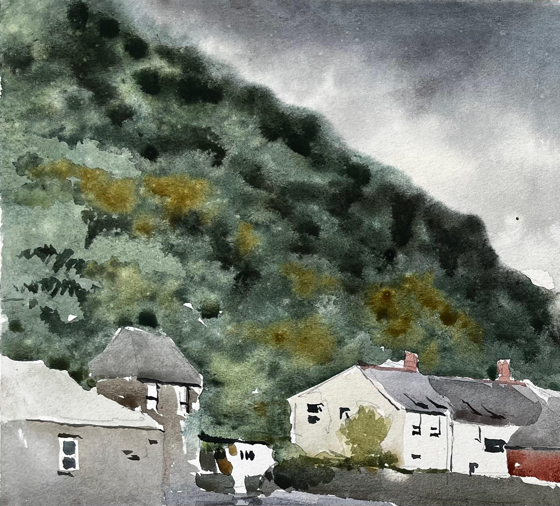 Titre : Aquarelle de 1977 représentant le village de Boscastle, dans le nord des Cornouailles, avec vue sur la colline et les chalets
Par Tony Herbert (1927-2024)
Moyen d'expression : Aquarelle sur carton
Taille : 10.25 x 13.75 pouces
Annoté au
