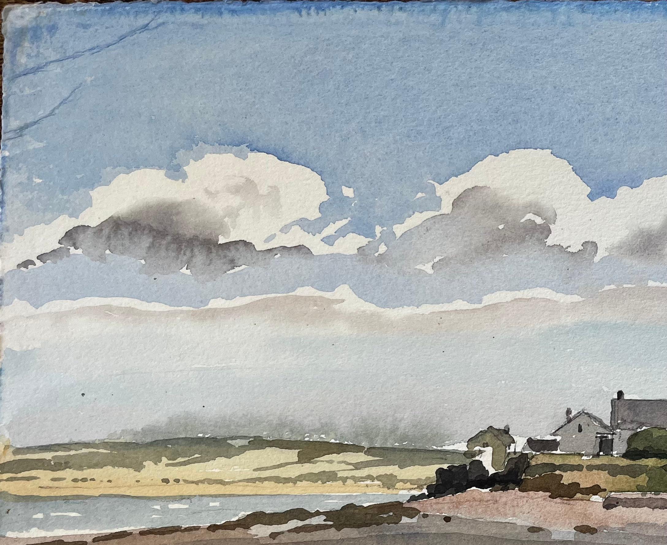 Titolo: 1987 Acquerello di Appledore, estuario del Devon settentrionale, con cottage e linea di costa
Di Tony Herbert (1927-2024)
Medium: Acquerello su carta da artisti
Dimensioni: 11 x 15 pollici
Verso annotato: 