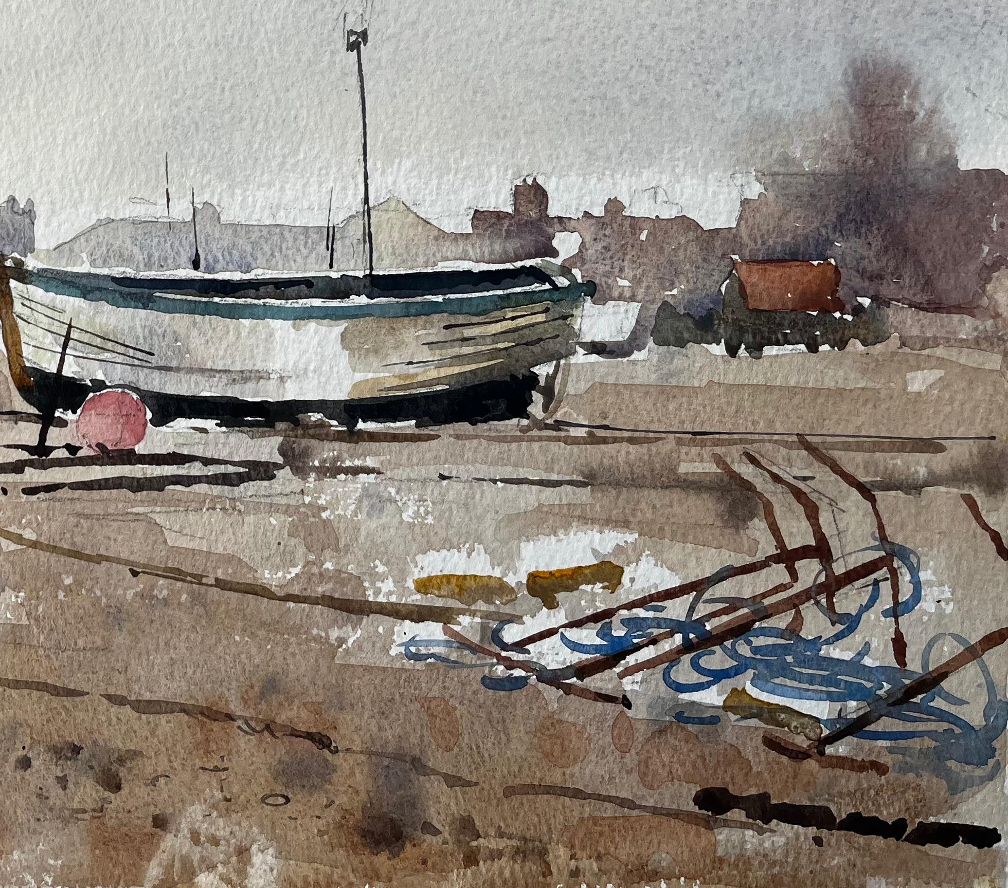 Aldeburgh Fischerboote Suffolk Küste Aquarell Landschaft 1994 von Tony Herbert (Impressionismus), Painting, von Anthony Herbert