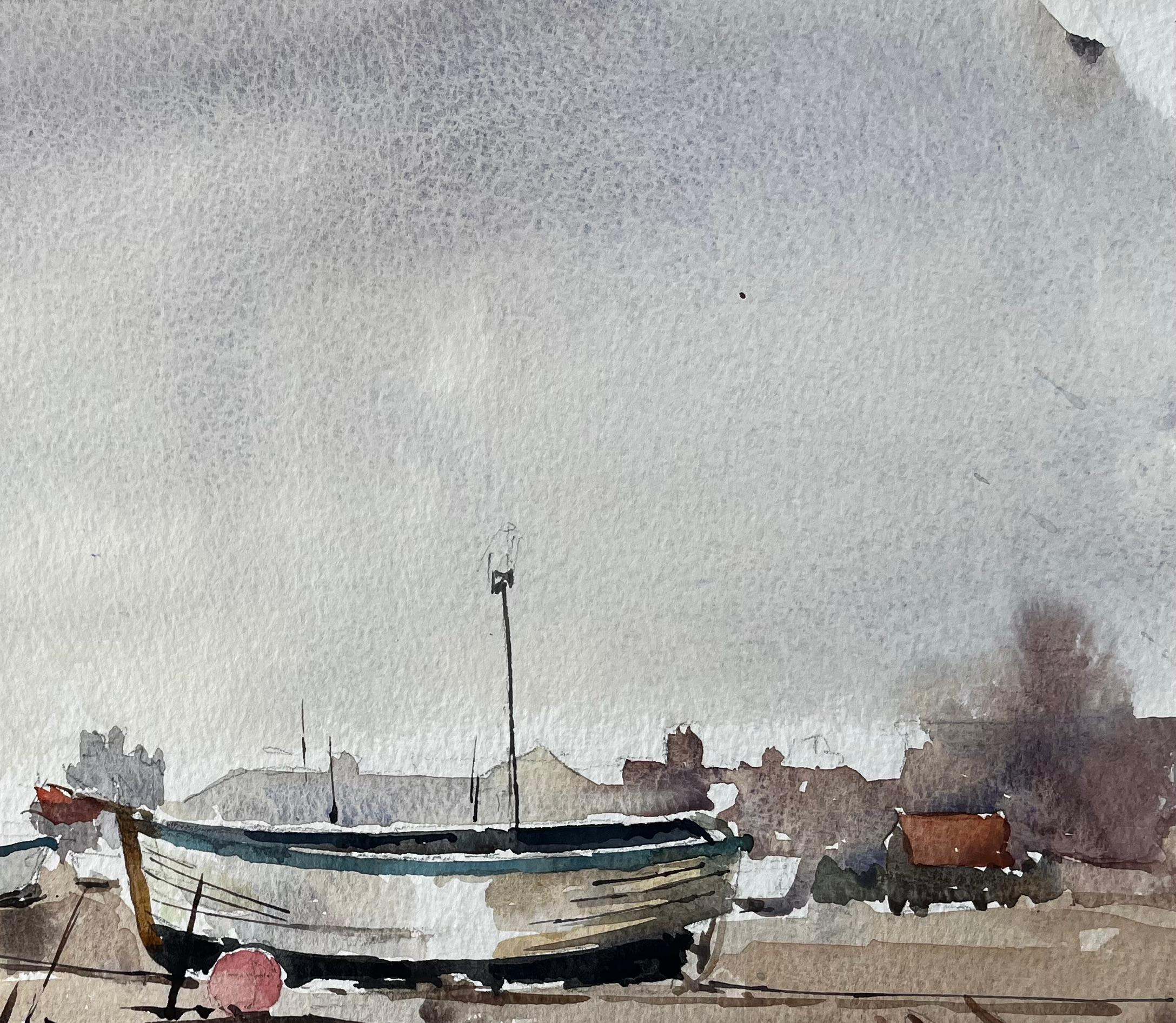 Aldeburgh Fischerboote Suffolk Küste Aquarell Landschaft 1994 von Tony Herbert im Angebot 2