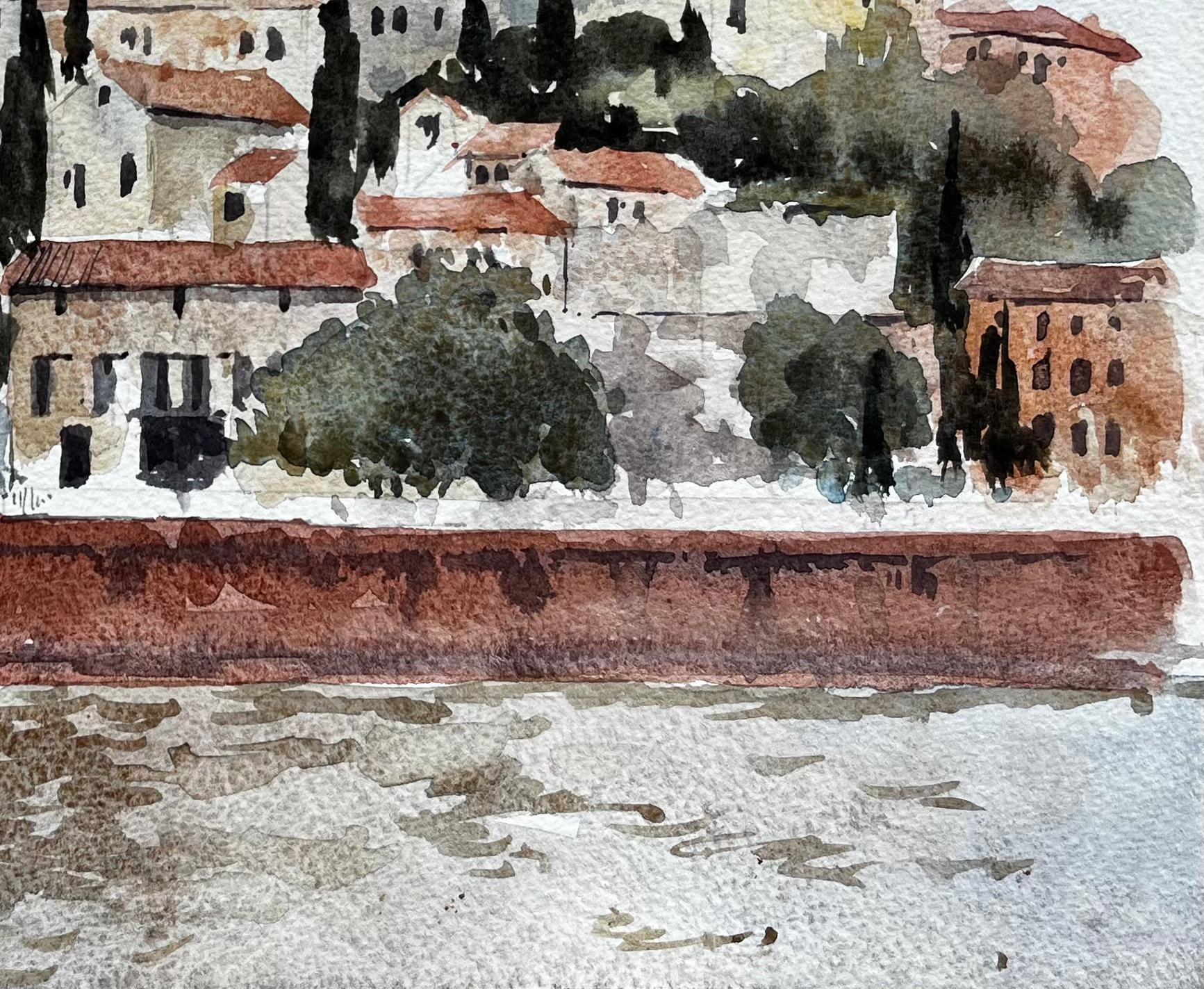Blackstone Quay Sunlit Italy Landschaft Mai 1998 Signierte Aquarellmalerei (Impressionismus), Painting, von Anthony Herbert