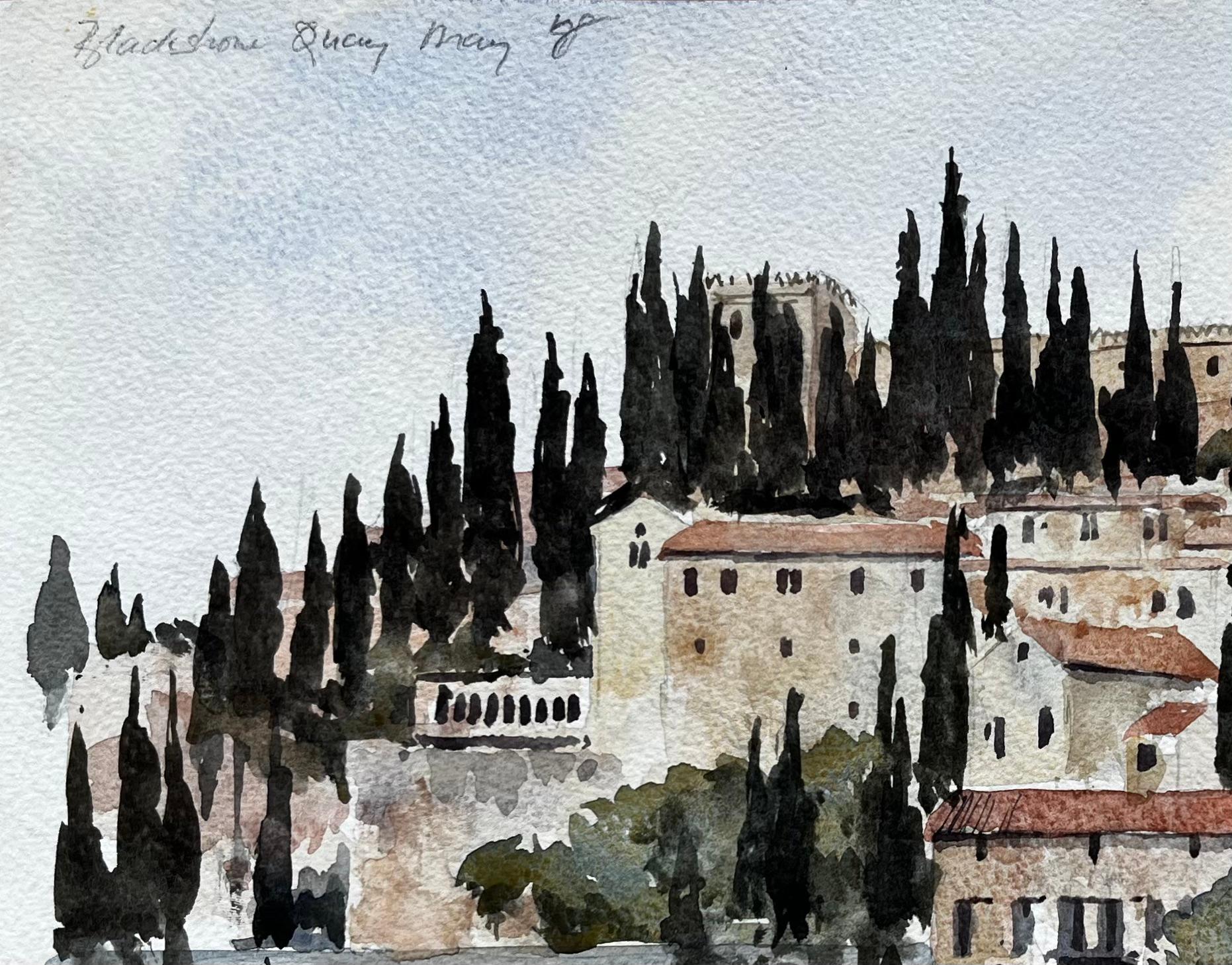 Blackstone Quay Sunlit Italy Landschaft Mai 1998 Signierte Aquarellmalerei im Angebot 1
