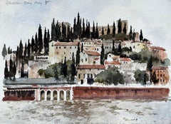 Blackstone Quay Sunlit Italy Landschaft Mai 1998 Signierte Aquarellmalerei
