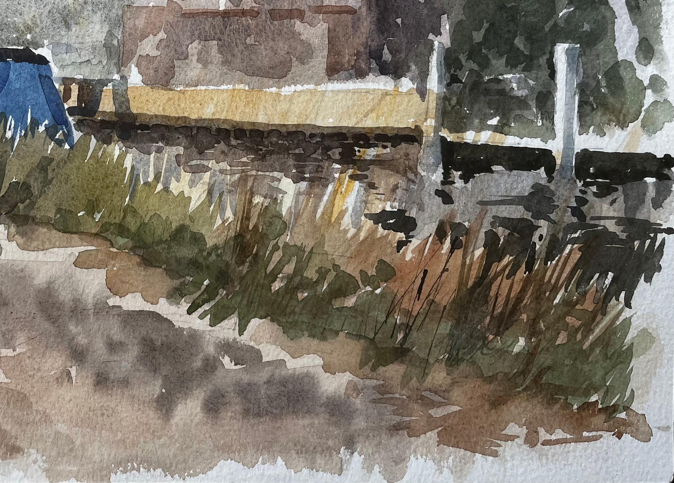 Kanalboote bei der Boveney-Schleuse Windsor im Sommerlicht Aquarell 1995 (Impressionismus), Art, von Anthony Herbert