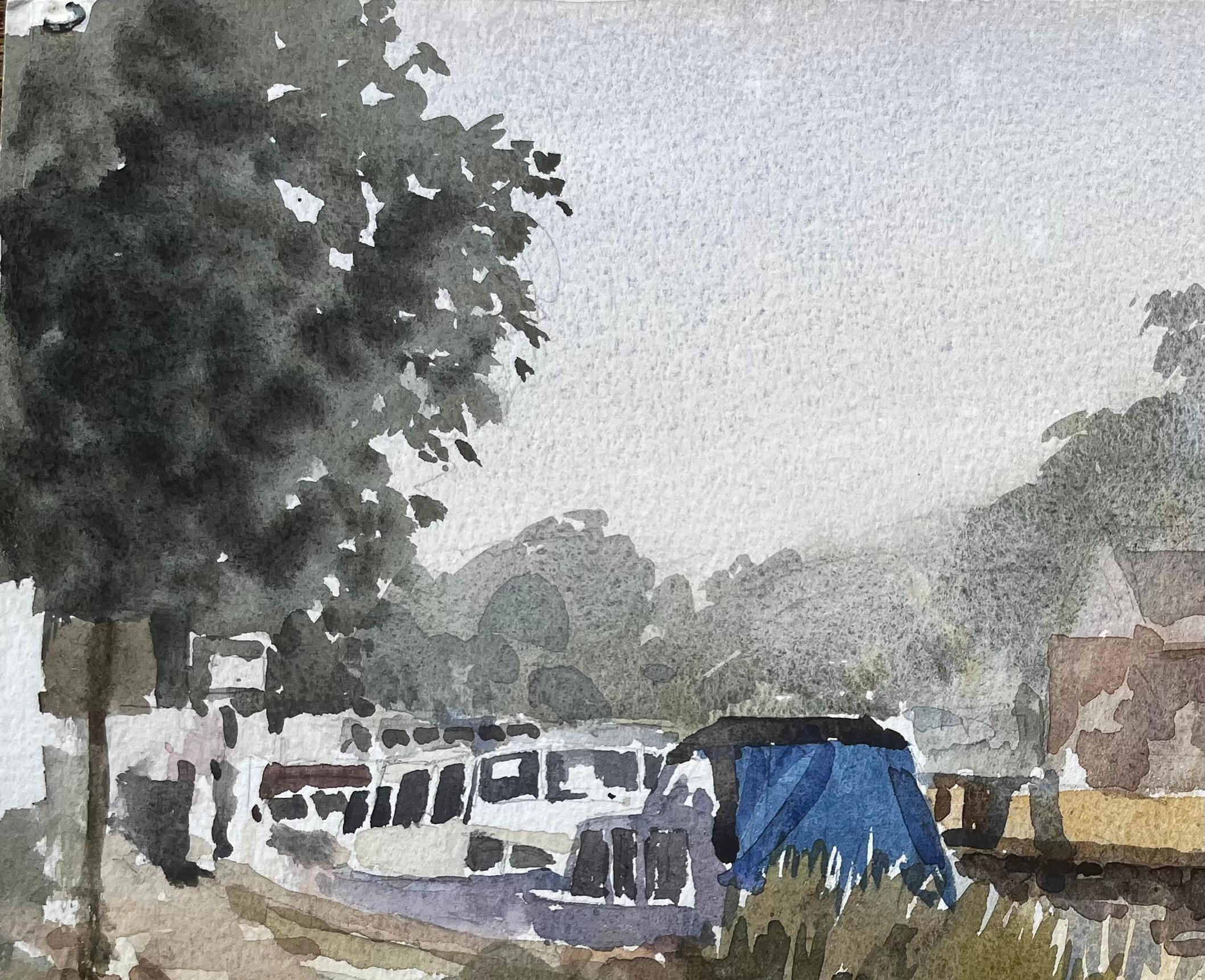 Titel: Kanalboote bei der Boveney-Schleuse Windsor im Sommerlicht Aquarell 1995
Von Tony Herbert (1927-2024)
Medium: Aquarell auf Papier, ungerahmt
Größe: 11 Zoll (Höhe) x 15 Zoll (Breite)
Zustand: gut, einige altersbedingte