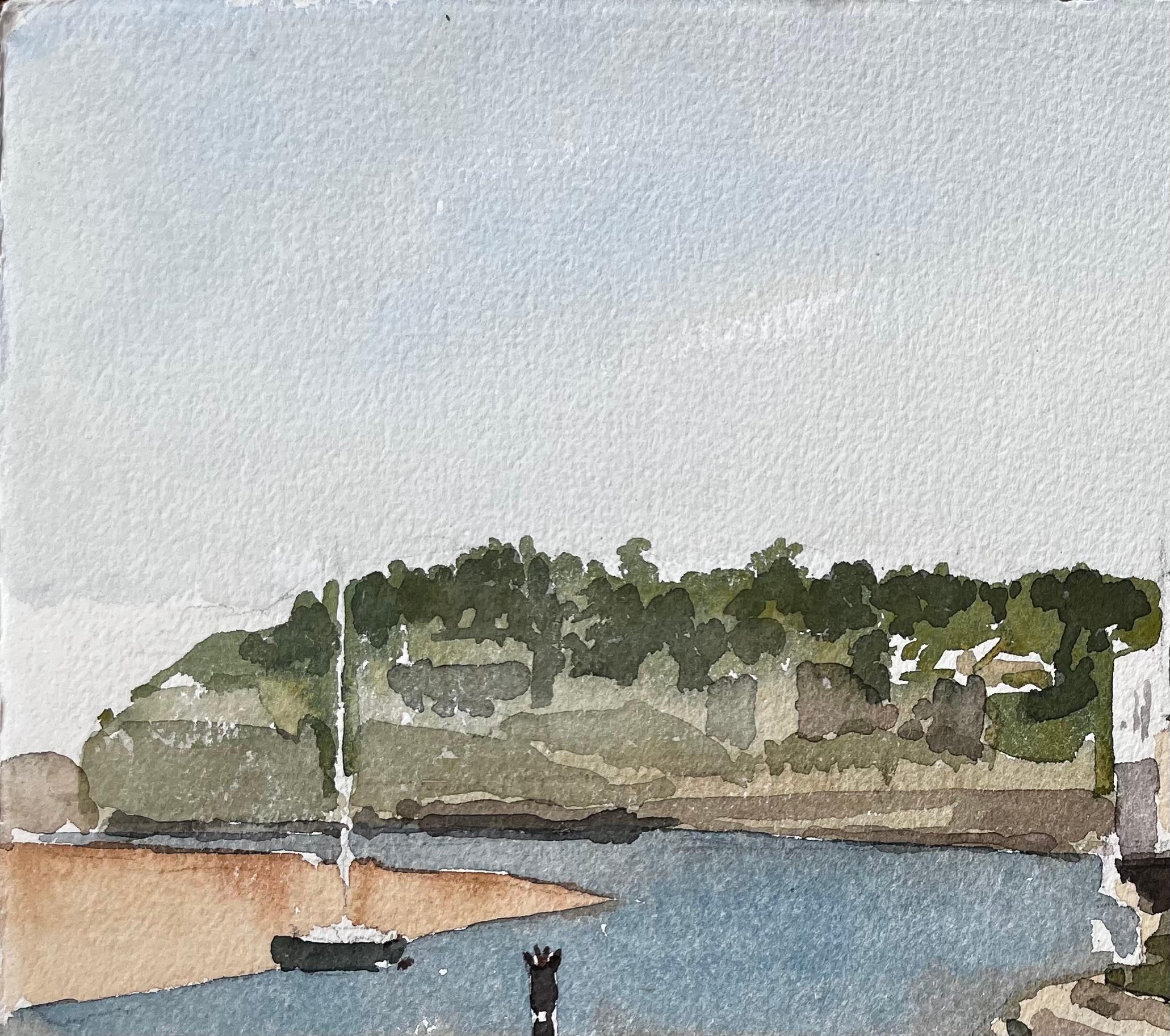Coastal Harbour View With Sailboats And Stone Buildings Cornwall 1988 For Sale 1