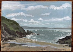 Vista costiera con scogliere e onde Nolton Haven Pembrokeshire Wales 1979