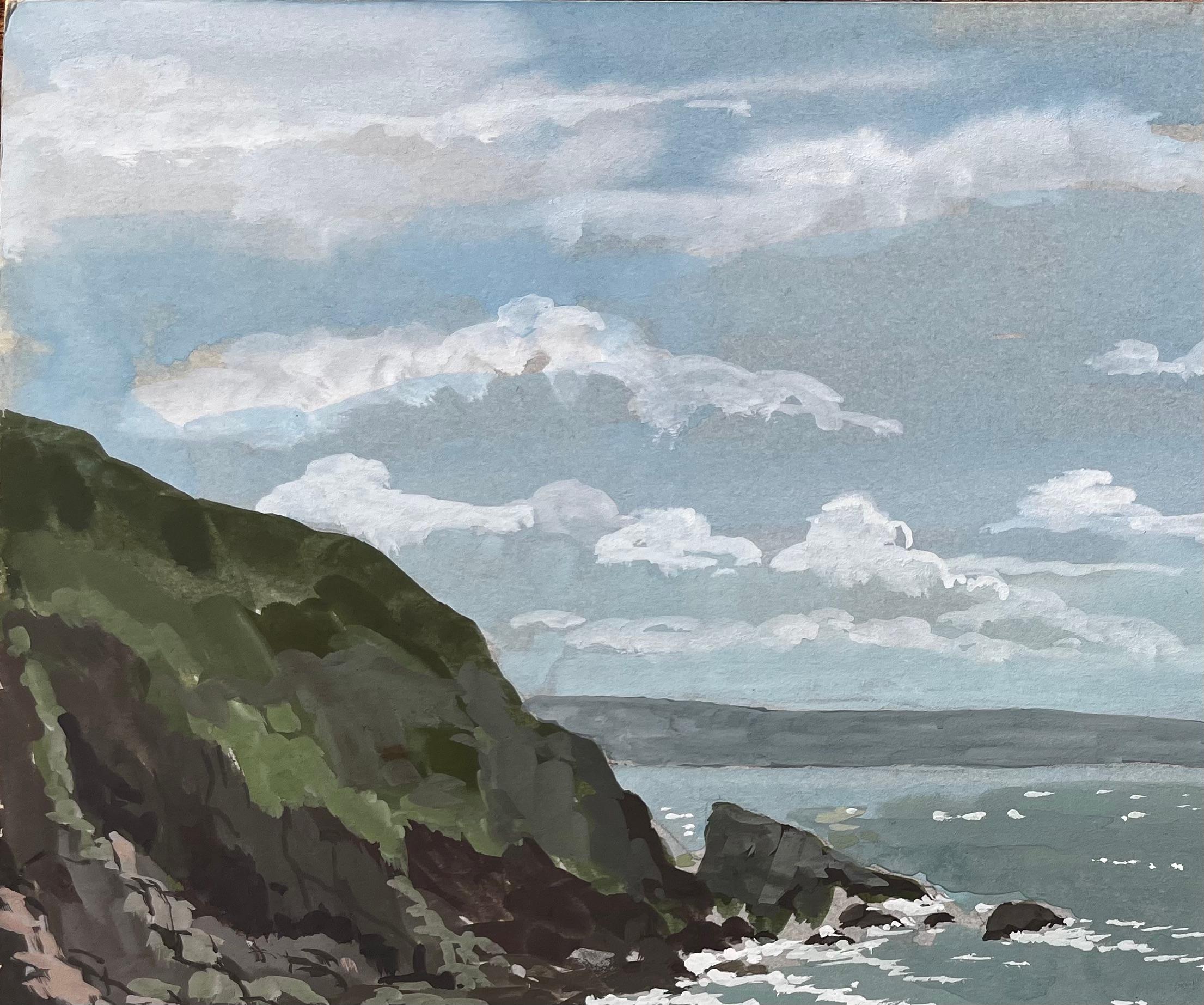 Küstenansicht mit Klippen und Wellen Nolton Haven Pembrokeshire Wales 1979 im Angebot 1