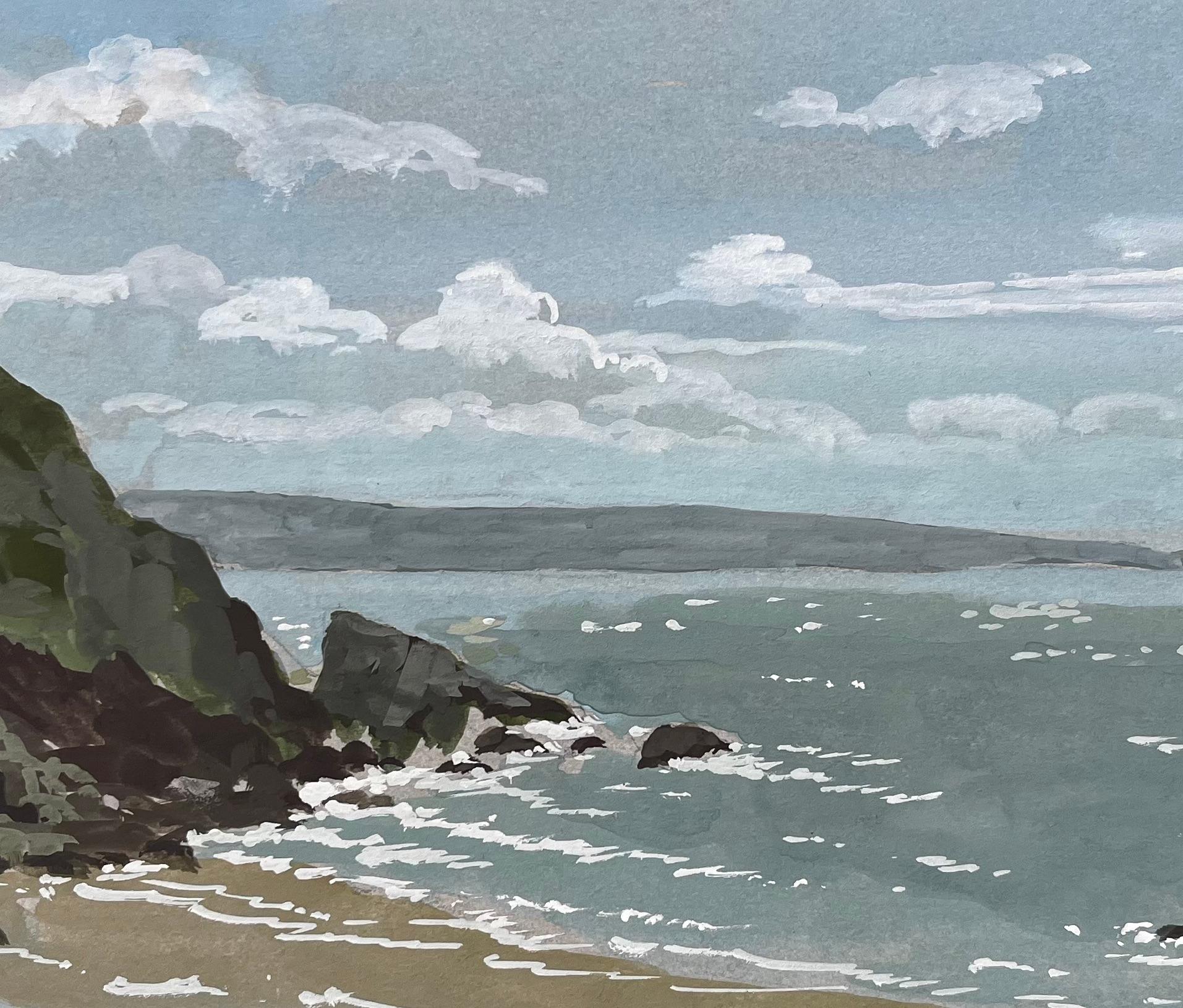 Küstenansicht mit Klippen und Wellen Nolton Haven Pembrokeshire Wales 1979 im Angebot 2