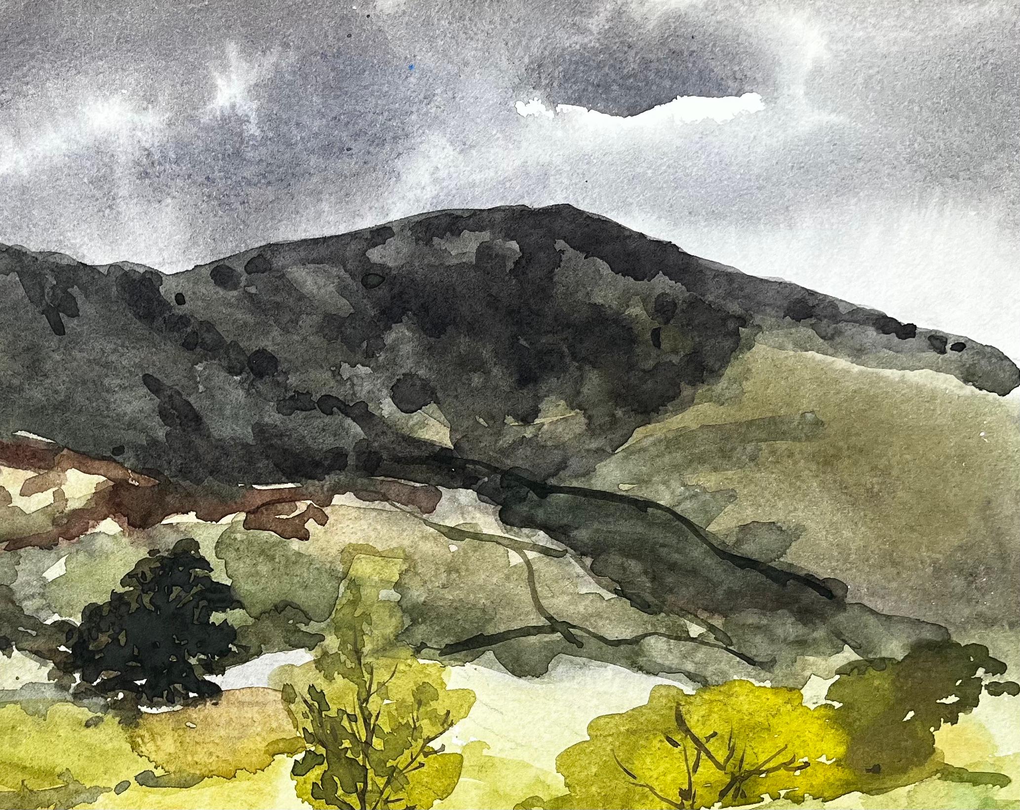 Cwm Pennant North Wales Watercolour Landscape by Tony Herbert 1974 - Brown Landscape Art by Anthony Herbert