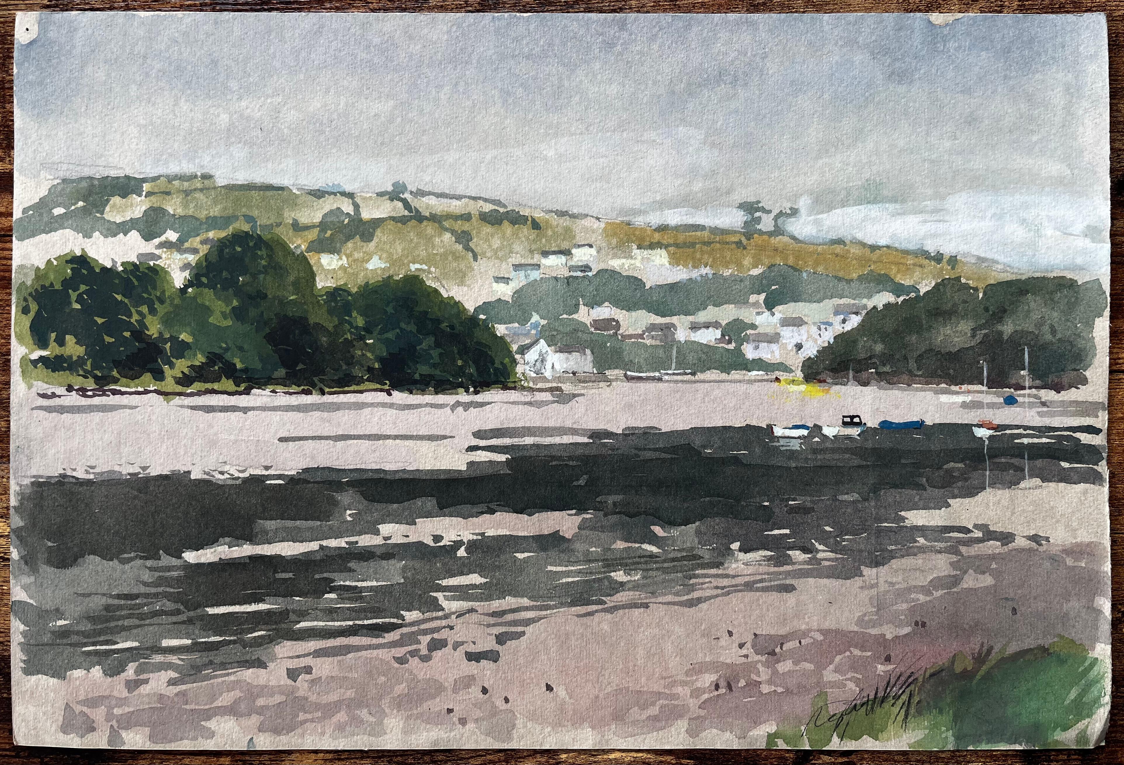 Estuary View with Boats and Hills Distant View of Cardigan from St Dogmaels For Sale 2