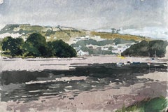 Estuary View with Boats and Hills Distant View of Cardigan from St Dogmaels