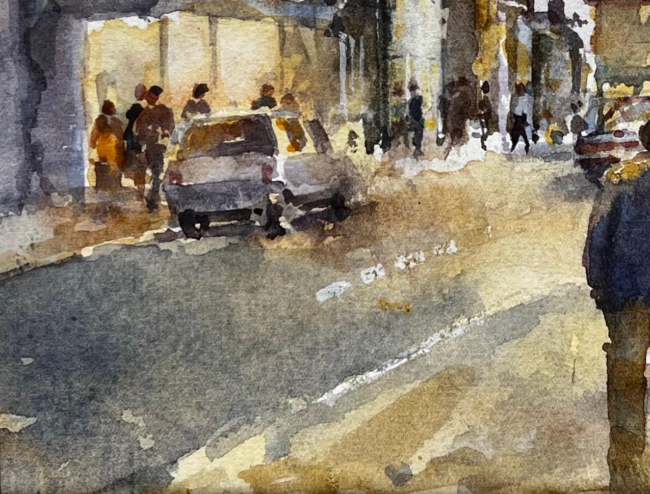 Evening Scene on Southwold High Street Original British Townscape Watercolour For Sale 2