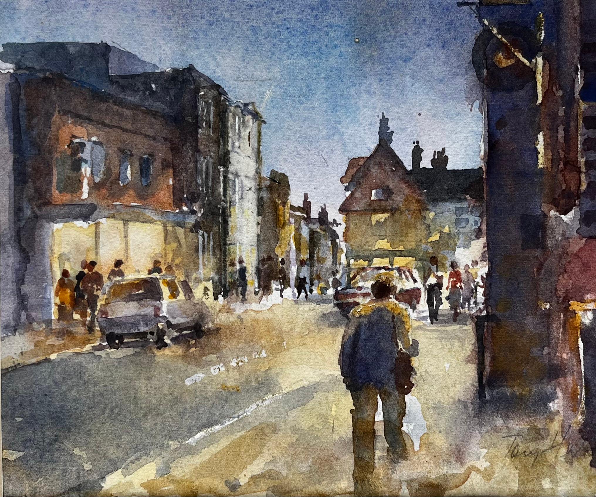 Evening Scene on Southwold High Street Original British Townscape Watercolour