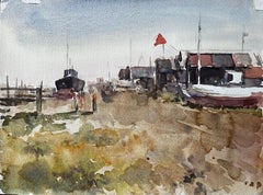 Vintage Fishing Boats and Boat Sheds on Coastal Marsh May 1998 by Tony Herbert